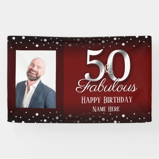 Foto van 50 en Fabulous Birthday Confetti Spandoek (Horizontaal)