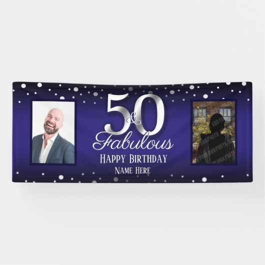 Foto van 50 en Fabulous Birthday Confetti Spandoek (Horizontaal)