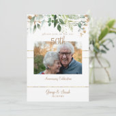 Foto van 50e Jubileum Party Gold Foliage Kaart (Staand voorkant)