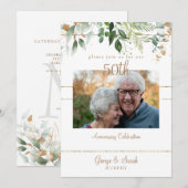 Foto van 50e Jubileum Party Gold Foliage Kaart (Voorkant / Achterkant)