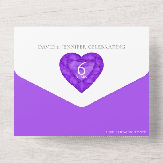 Foto van 6-jarig jubileum van Amethyst All In One Uitnodiging (Achterkant)