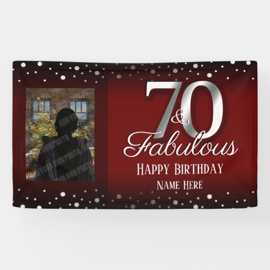 Foto van 70 en Fabulous Birthday Confetti Spandoek (Horizontaal)