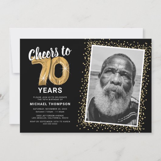 Foto van 70 jaar op 70e verjaardag kaart (Voorkant)