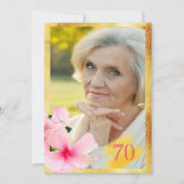 Foto van 70e verjaardagsfeestje tropisch bloemwit kaart (Voorkant)