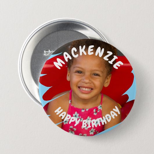 Foto van Aangepaste verjaardag Ronde Button 7,6 Cm (Voorkant /achterkant)