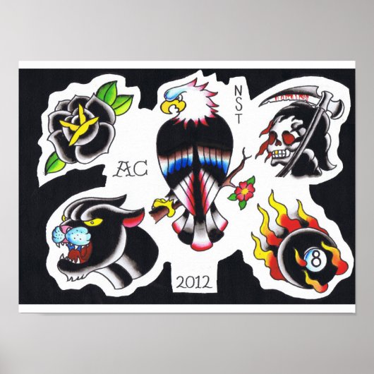 Foto van Adam Caudill op het oude tattoo Poster (Voorkant)