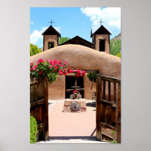 Foto van Adobe Church Sanctuario Chimayo New Mexic Poster