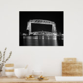 Foto van Aerial Lift Bridge Black & White Poster (Keuken)