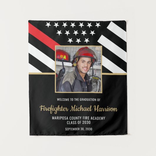 Foto van afstudeerfeestje brandweeracademie wandkleed (Voorkant)