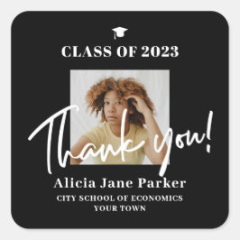 Foto van afstuderen afstuderen klasse van dank u vierkante sticker