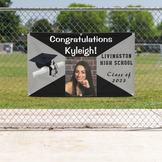 Foto van Afstuderen met zwarte en grijze vinyl Spandoek (Insitu)