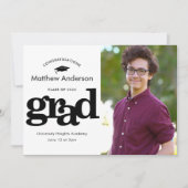 Foto van afstuderen modern, zwart wit aankondiging (Voorkant)