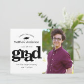 Foto van afstuderen modern, zwart wit aankondiging (Staand voorkant)