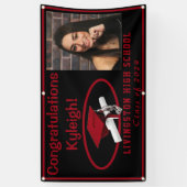 Foto van Afstuderen van zwarte en rode vinyl Spandoek (Verticaal)