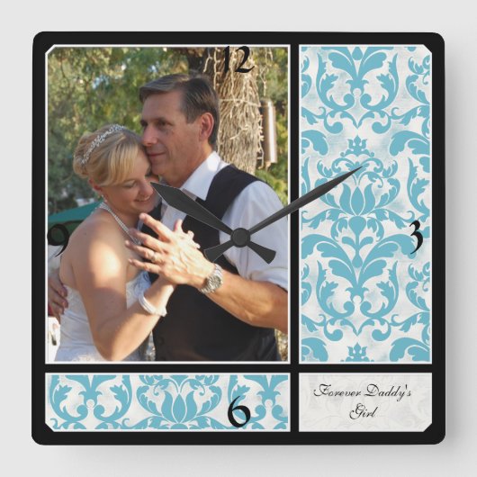 Foto van Aged  Damask Pattern Weddenschap Vierkante Klok (Voorkant)