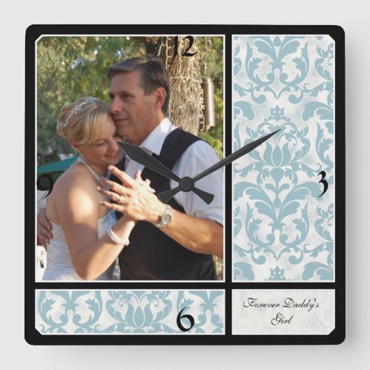 Foto van Aged  Damask Pattern Weddenschap Vierkante Klok (Voorkant)