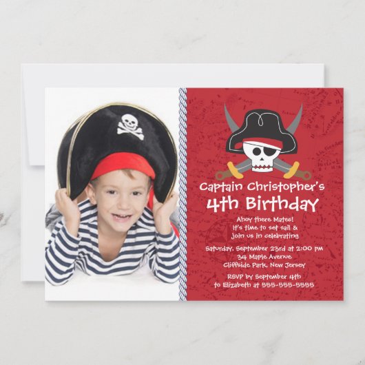 Foto van Ahoy Mates Pirate Birthday Party Kaart (Voorkant)
