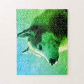 Foto van Alaskan Malamute Dog | Groen blauw Legpuzzel (Verticaal)