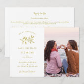 Foto van alle bruiloft LGBT Golden Effect Branches Save The Date (Voorkant / Achterkant)