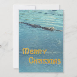Foto van alligator in water Kerstgroet Feestdagenkaart