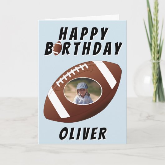 Foto van American Football Ball Birthday Boy Kaart (Voorkant)