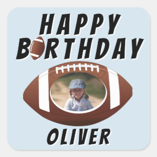 Foto van American Football Ball Birthday Boy Vierkante Sticker