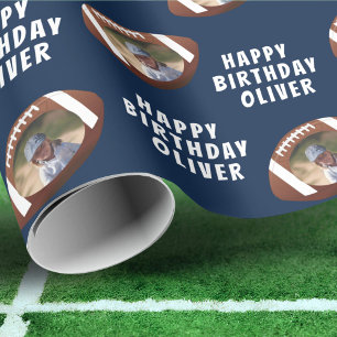 Foto van American Football Ball Happy Birthday Boy Cadeaupapier