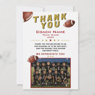 Foto van American Football Team met Coach Bedankkaart