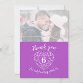 Foto van Amethyst paarse hartstilstand 6 jaar Bedankkaart (Voorkant)