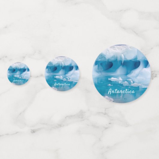 Foto van Antarctica ijsberg met tekst Confetti (Voorkanten)