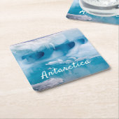 Foto van Antarctica ijsberg met tekst Kartonnen Onderzetters (Schuin)