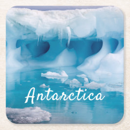 Foto van Antarctica ijsberg met tekst Kartonnen Onderzetters
