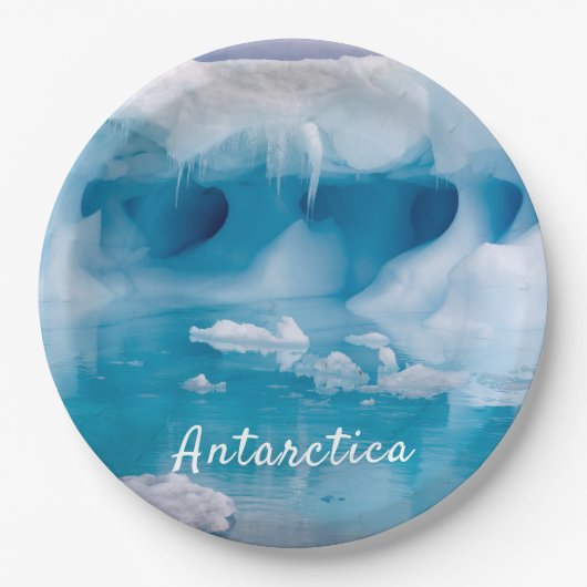 Foto van Antarctica ijsberg met tekst Papieren Bordje (Voorkant)