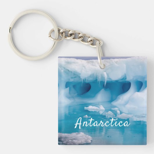 Foto van Antarctica ijsberg met tekst Sleutelhanger (Voorkant)