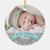 Foto van Aqua Blue Baby Keramisch Ornament (Voorkant)