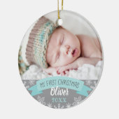 Foto van Aqua Blue Baby Keramisch Ornament (Links)