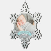 Foto van Aqua Blue Baby Tin Sneeuwvlok Ornament (Rechts)