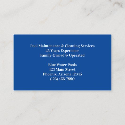 Foto van Aqua Blue Swimming Pool Visitekaartje (Achterkant)