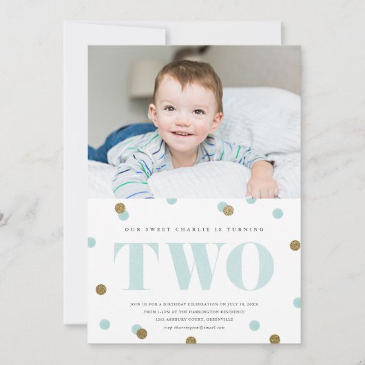 Foto van Aqua en Gold confetti op de tweede verjaa Kaart (Voorkant)