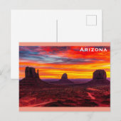 Foto van Arizona Monument Valley Sunset Briefkaart (Voorkant / Achterkant)