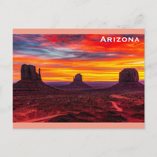 Foto van Arizona Monument Valley Sunset Briefkaart (Voorkant)