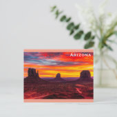 Foto van Arizona Monument Valley Sunset Briefkaart (Staand voorkant)