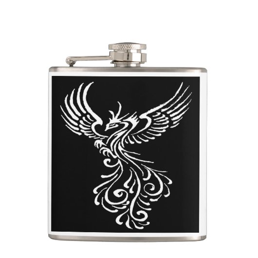 Foto van Ashes Phoenix White Illustration Heupfles (Voorkant)