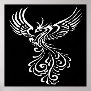 Foto van Ashes Phoenix White Illustration Poster