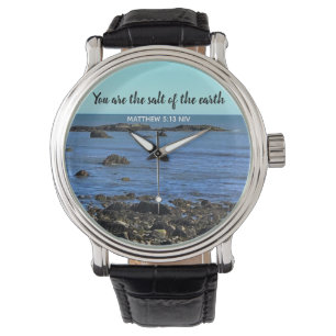 Foto van Atlantic Ocean Bible Verse-aanmoediging Horloge