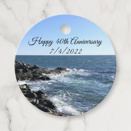 Foto van Atlantic Ocean Blue 40th Jubileum Bedankjes Labels (Voorkant)