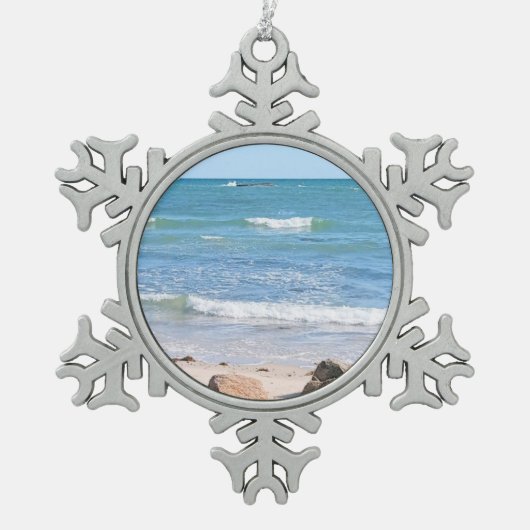 Foto van Atlantic Ocean Holiday Tin Sneeuwvlok Ornament (Voorkant)
