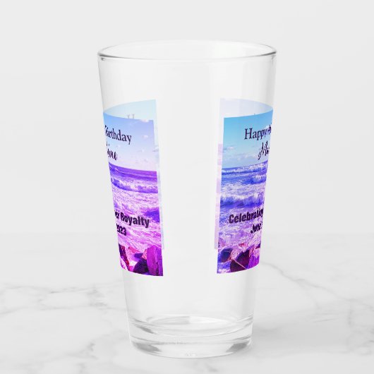Foto van Atlantic Ocean Waves 40th Birthday Paars Glas (Links)