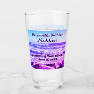 Foto van Atlantic Ocean Waves 40th Birthday Paars Glas
