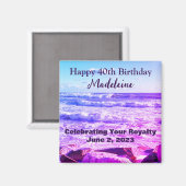 Foto van Atlantic Ocean Waves 40th Birthday Paars Magneet (Voorkant / Achterkant)